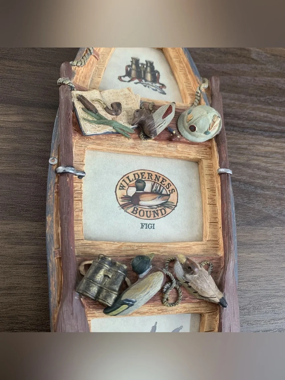 Wilderness Bound FIGI Duck Boat 3 Photo Frame Cabin Hunting Fishing Decor